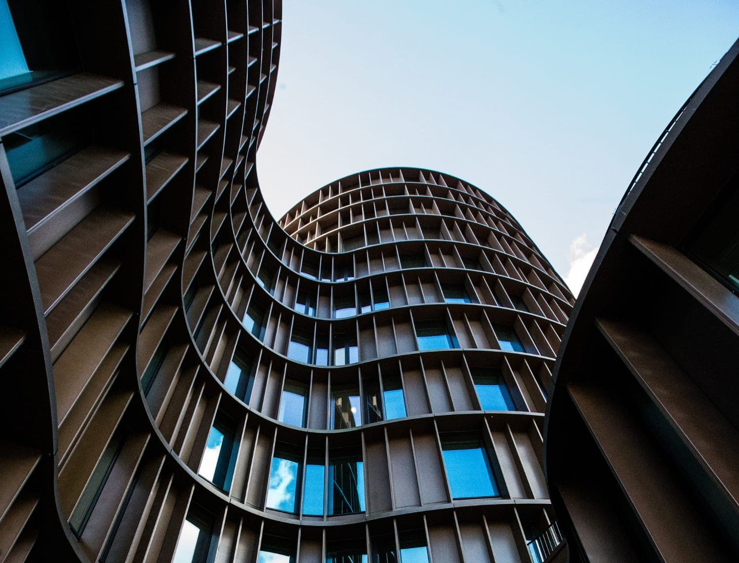 Contemporary architecture rising against open sky